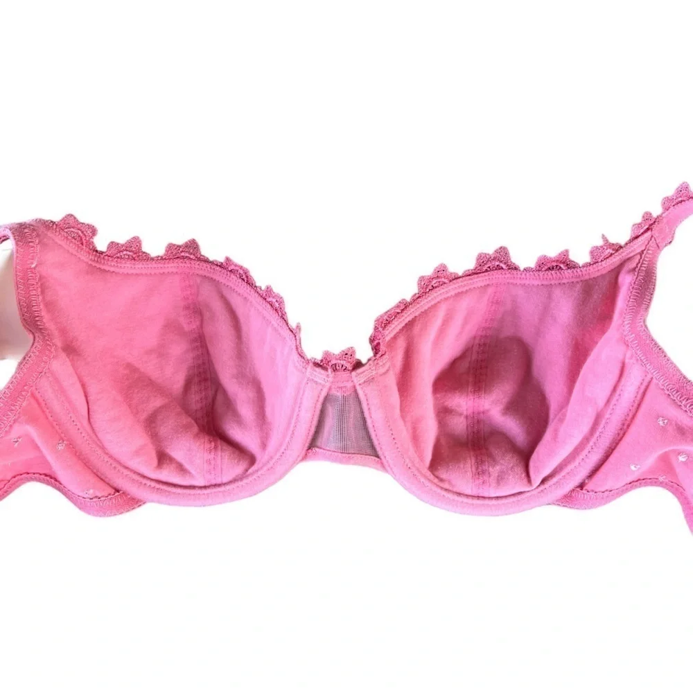 VTG NOS Oscar De La Renta Intimates 515012 Cotton Underwire Bra 34B Coral Lace